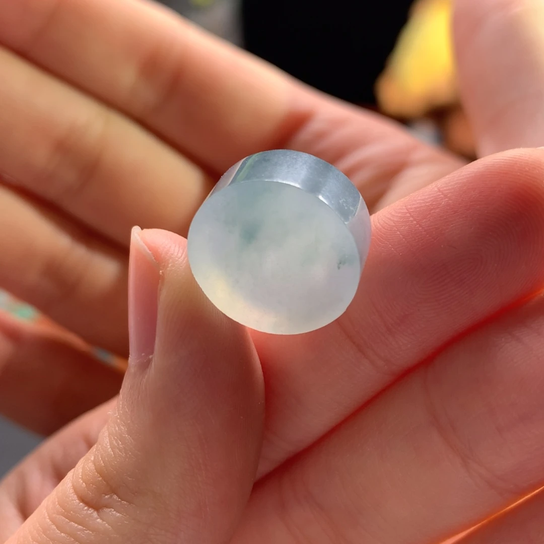 定制翡翠未镶嵌冰蓝戒指心