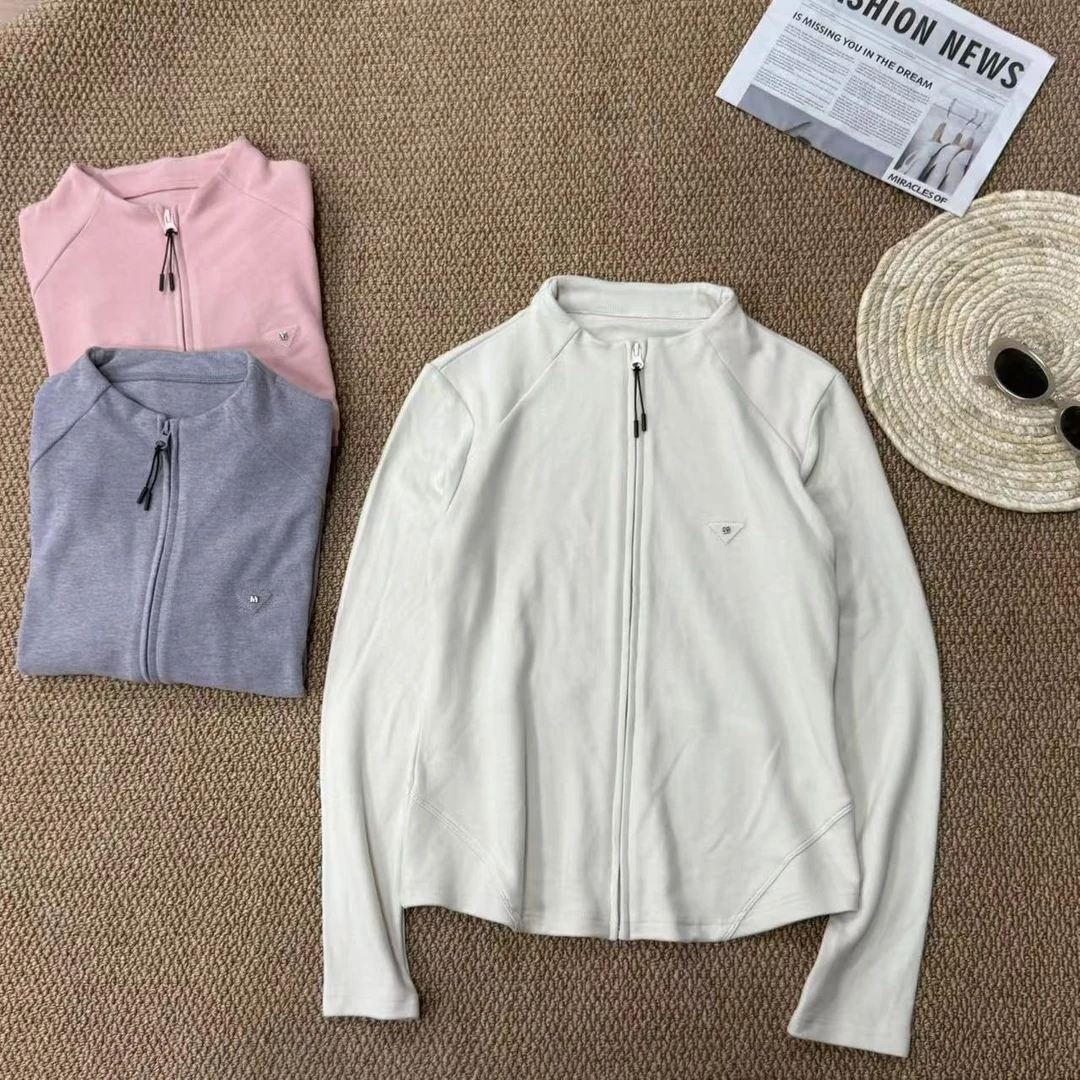 秋冬新款加绒时尚休闲百搭纯色长袖圆领打底开衫女2573