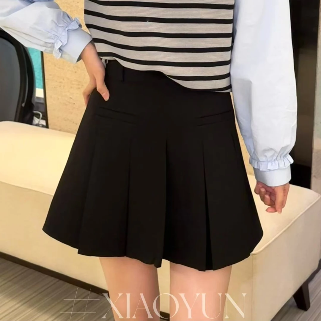 口袋百褶短裙 小允姐姐2025新款时尚气质高级口袋百褶短裙