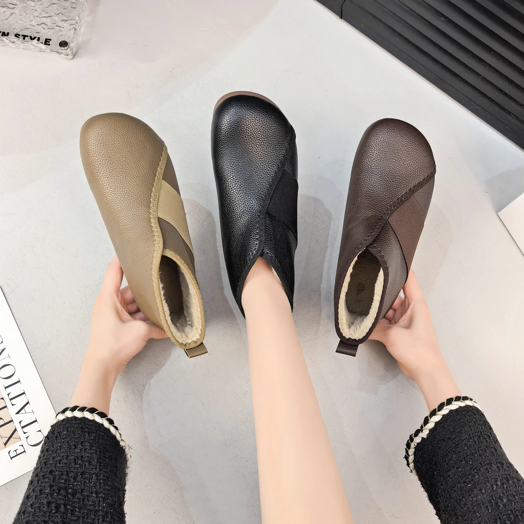 新款棉鞋潮流风加绒短靴女款深秋冬款休闲风复古港风