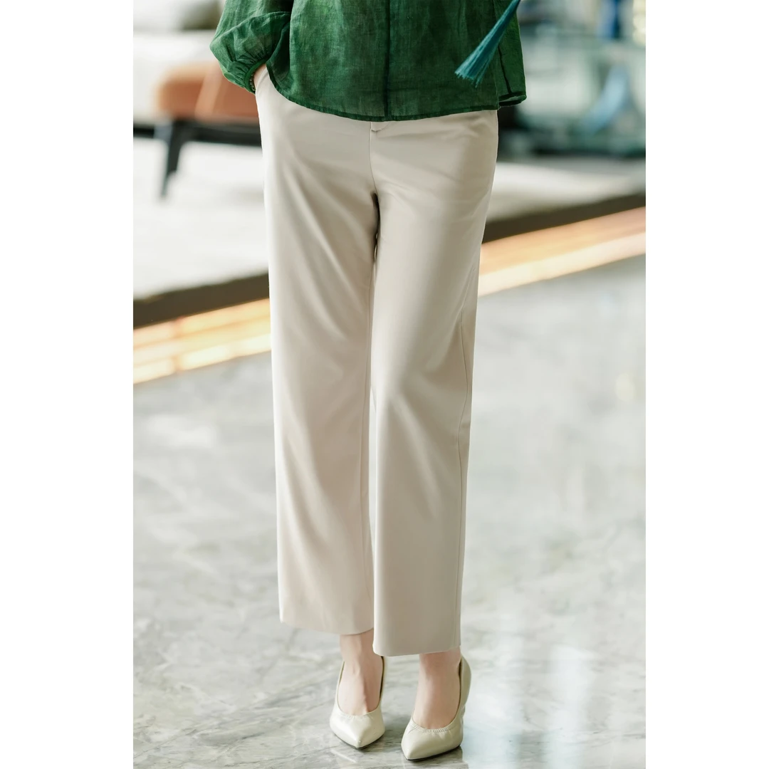 西子/【冰感呼吸】凉感纤维高腰显瘦百搭简约通勤烟管裤/KZTJ122