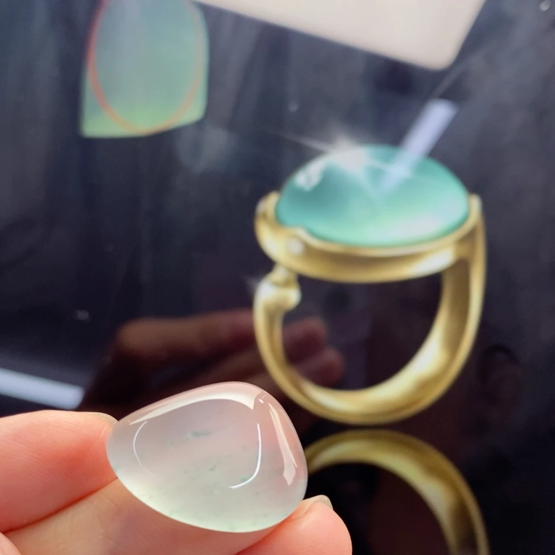 未镶嵌定制翡翠极简冰透戒