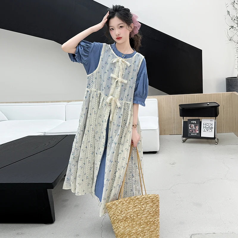 女童夏装短袖连衣裙2025新款中大童爆款女孩夏季公主长裙子两件套