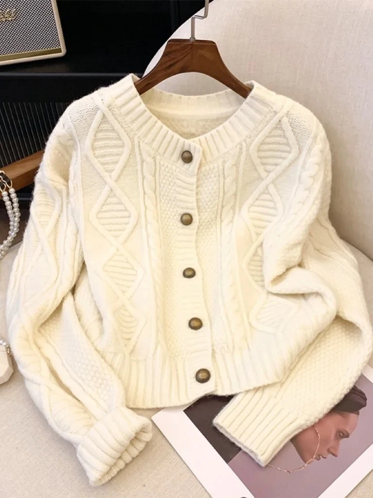 【19.9-39.8】复古钩花慵懒风套头休闲圆领拼接秋冬时尚宽松