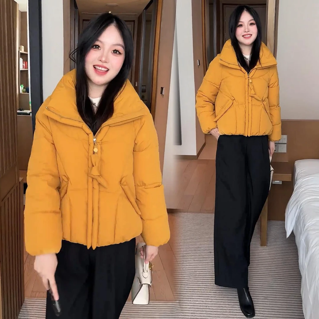 时尚立领短款棉服女2025冬季新款洋气宽松显瘦加厚保暖面包服外套