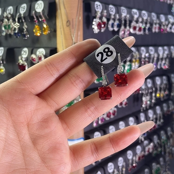 银S925镶嵌耳饰红宝石28