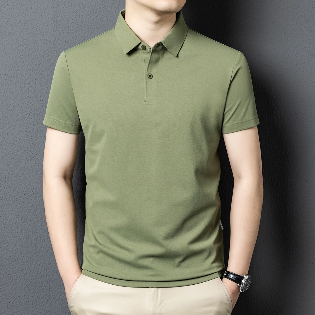 杉杉2025夏季新款商务Polo衫男装透气吸汗抗皱翻领男装