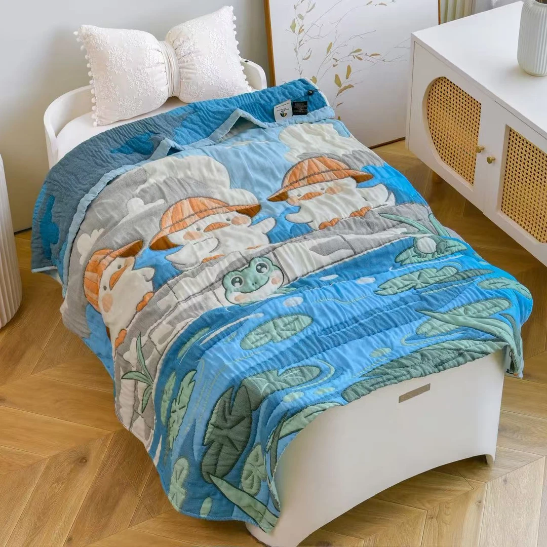 【荷塘鸭】120*150-纯棉加厚高定款舒适透气面包被