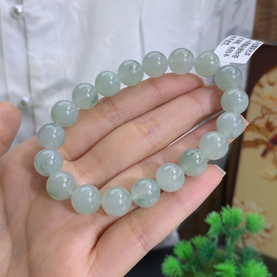 手串翡翠未镶嵌卡10冰润晴底飘绿花