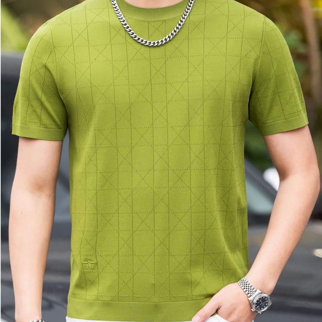 BVCIGULM-男士针织短袖伊力特面料轻奢026款时尚潮流圆领透气高级