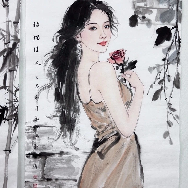 国画郭新雨写实人物画