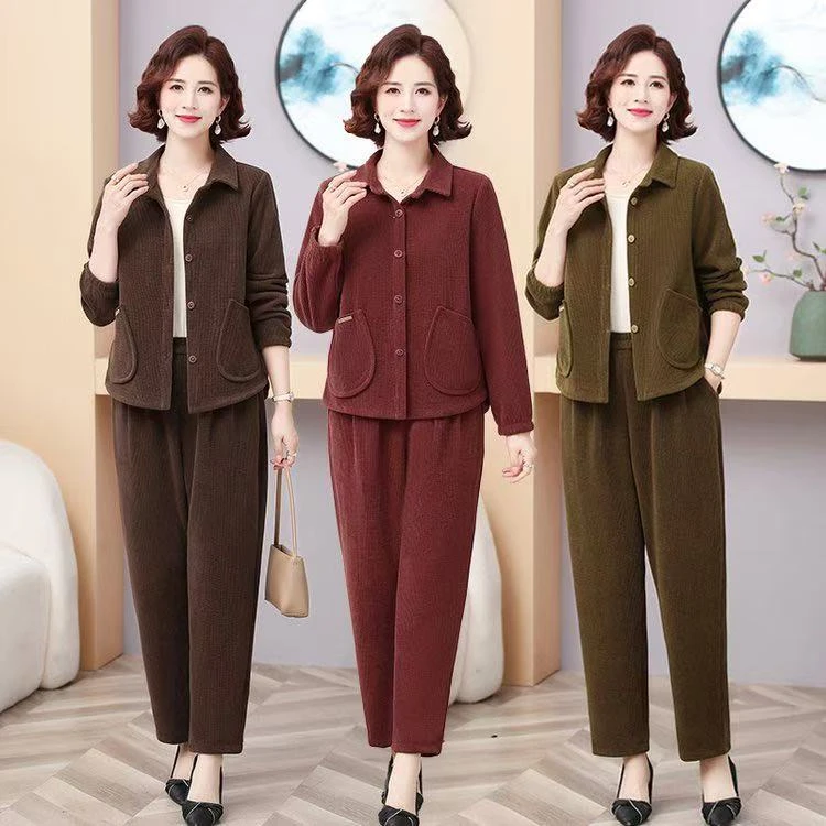 春季新款欧棉绒纯色宽松休闲套装