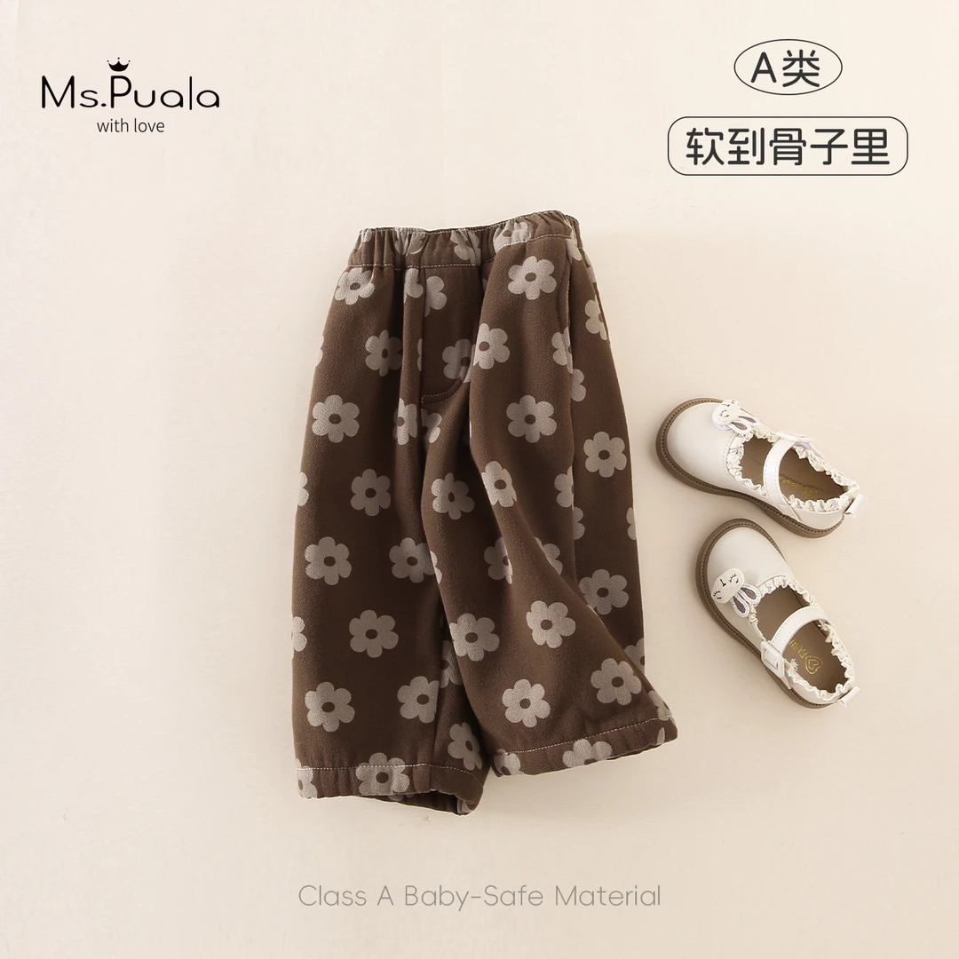 【Ms.Puala冬日小花】婴幼儿童装女宝宝秋冬简约花朵印花休闲裤长裤
