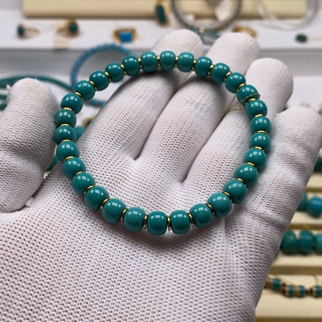 L***118K金镶嵌绿松石珠宝奇石A86