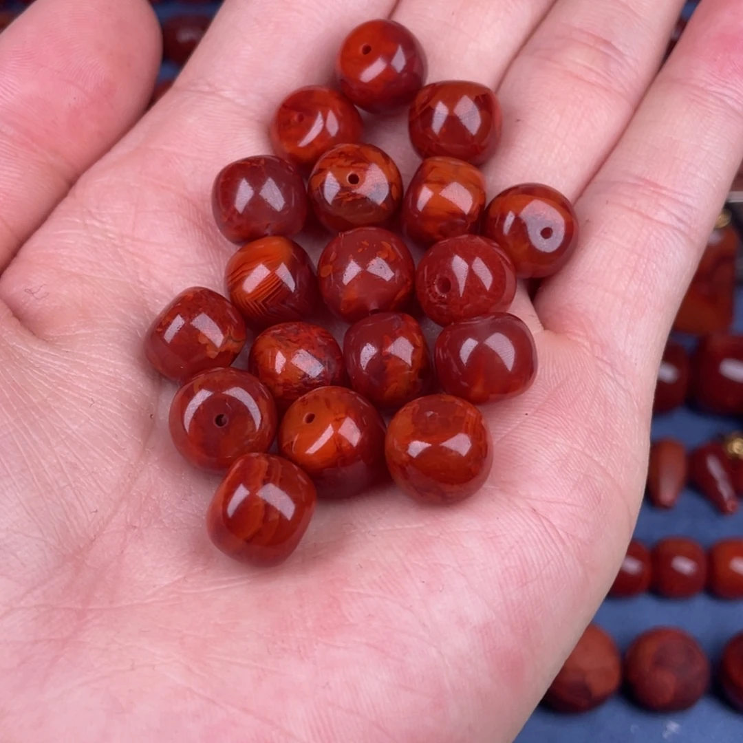 南红玛瑙未镶嵌其他11mm瓦西玫红火焰纹单珠（任发其一
