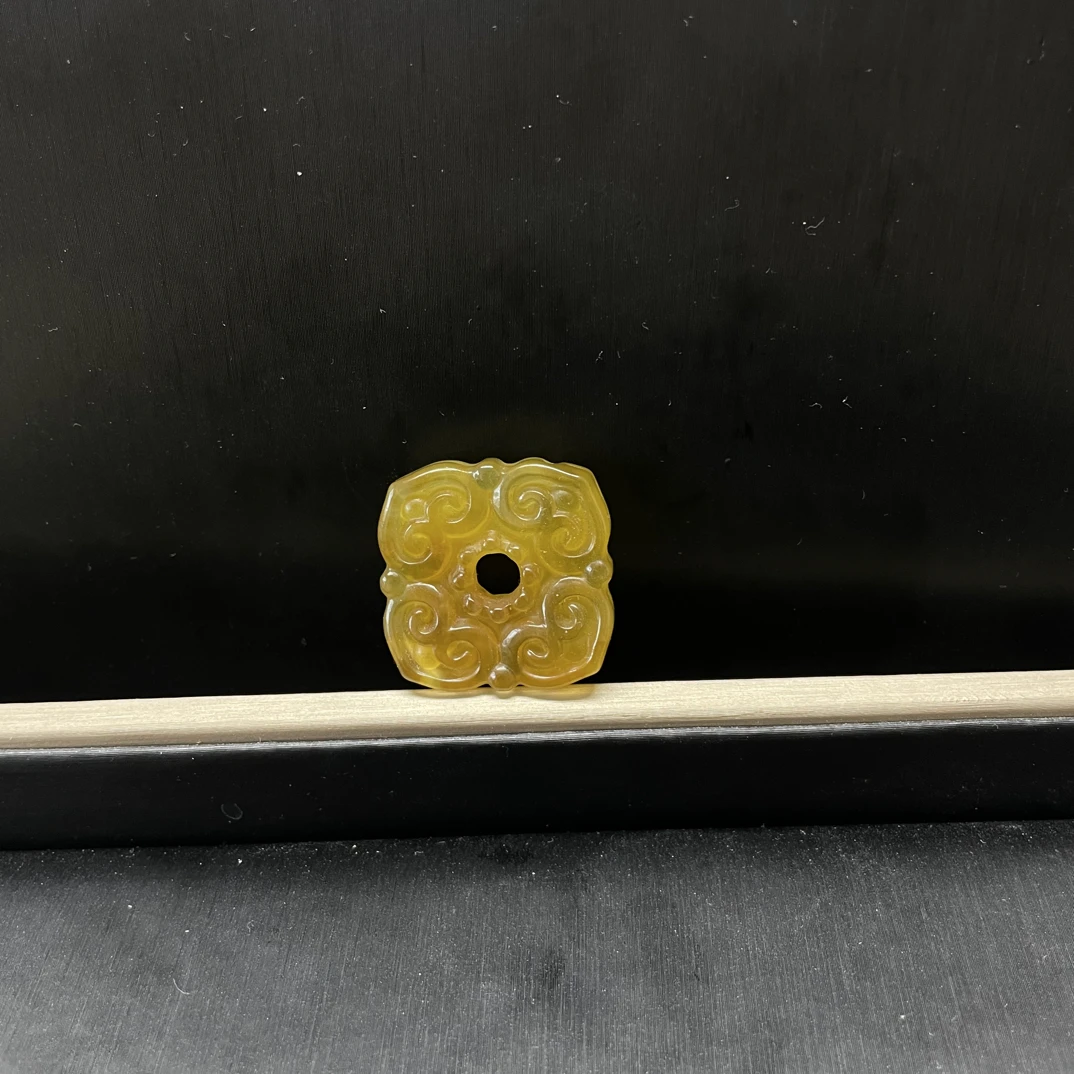 非金属大理石吊坠 天然四季发财男款双面精雕保平安玉佩
