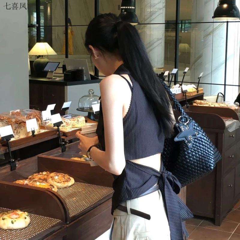 韩版领无袖背心女百搭显瘦阔腿垂感休闲裤女2025新款高腰宽松