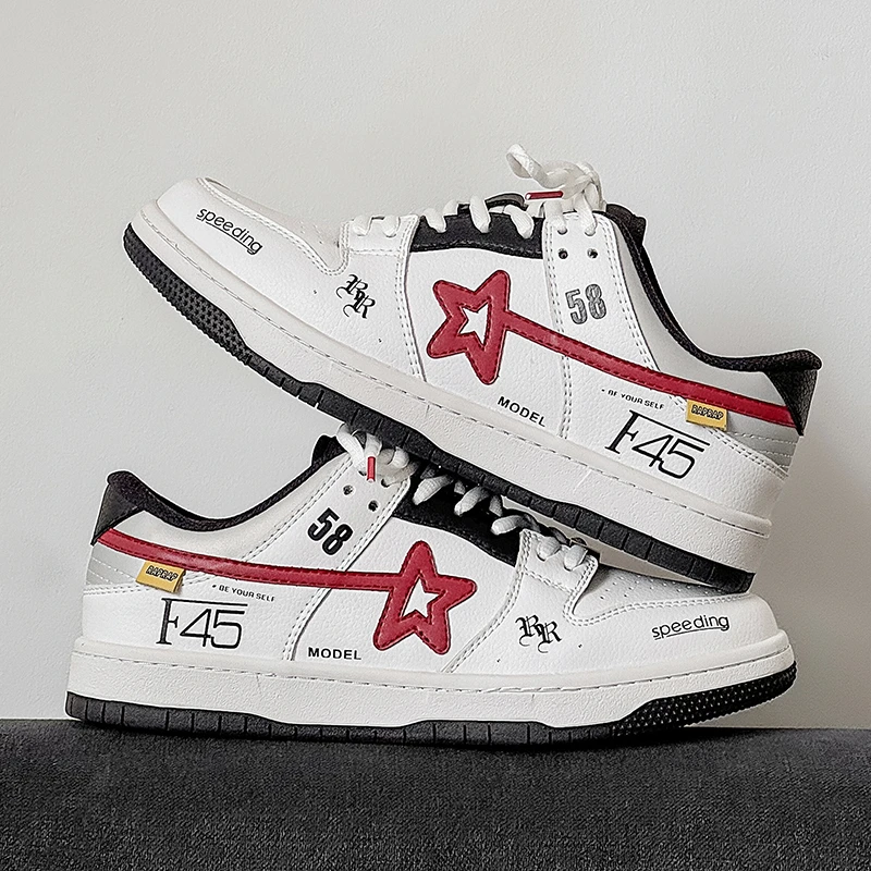 2025新款秋季小众白色鞋子国潮涂鸦休闲鞋情侣运动学生潮流板鞋男