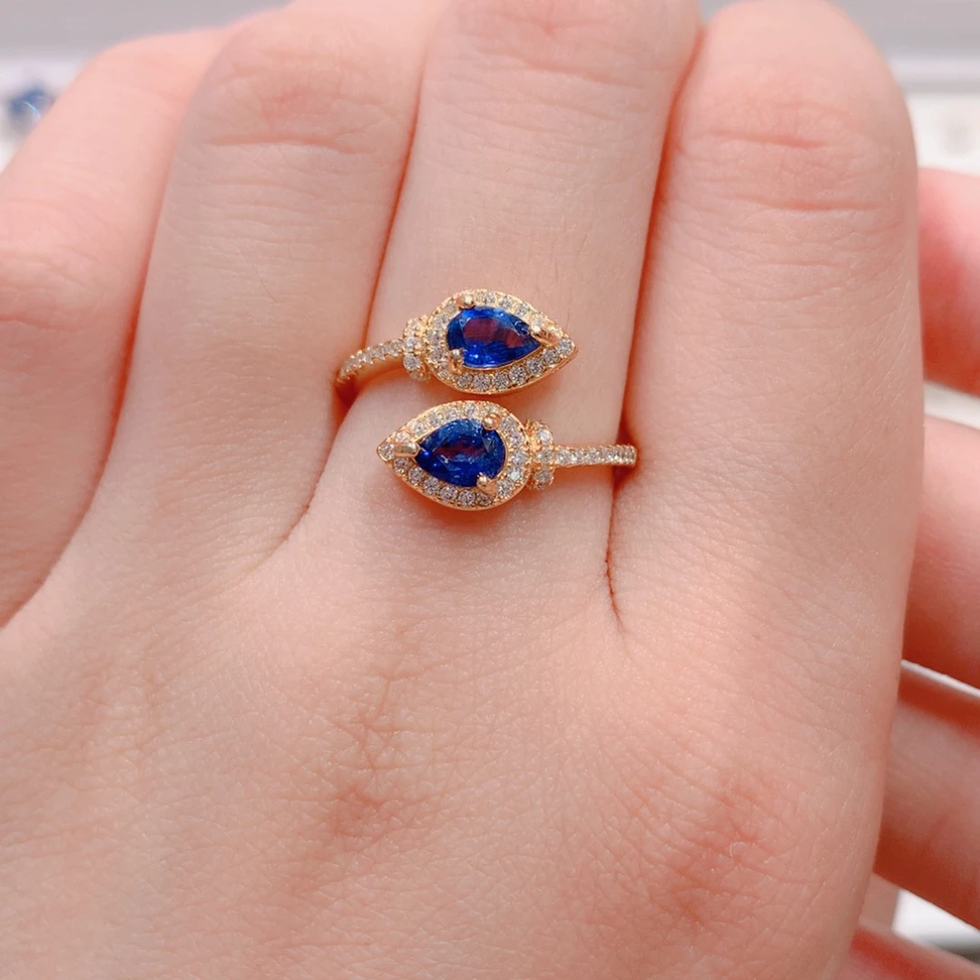 蓝宝石戒指银S925镶嵌