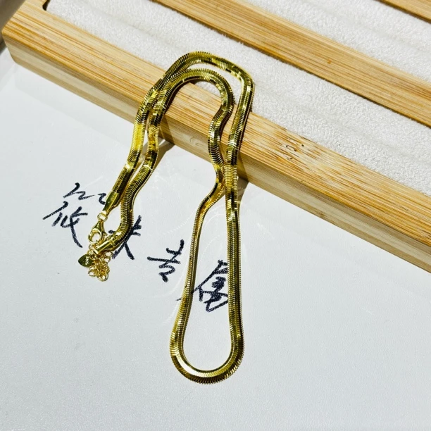 链子925银 金色蛇骨925银项链d585 Md