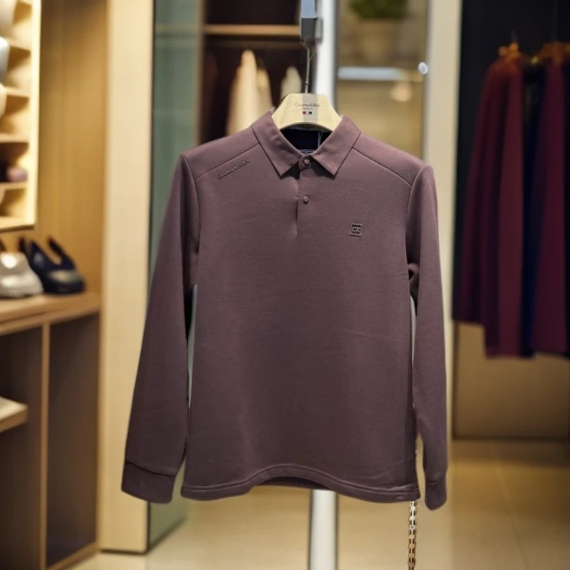 纯色常规秋季商务休闲标准Polo衫刺绣宽松型长袖合体