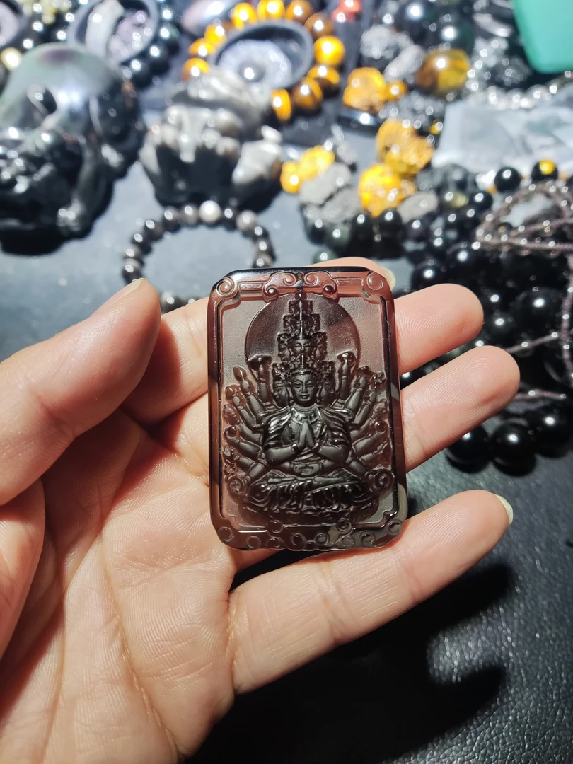 冰种黑曜石吊坠 基地检测发货