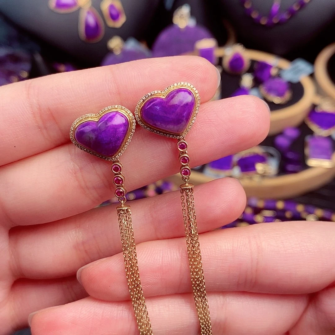 苏纪石（舒俱来）耳饰18K金镶嵌