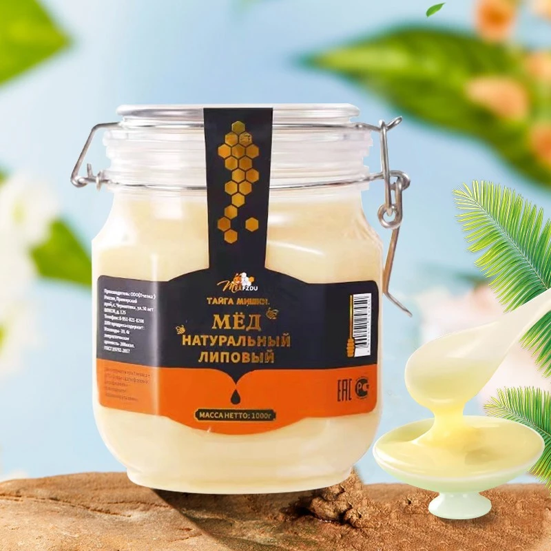 捕蜜熊俄罗斯原装进口椴树原蜜野生蜂蜜结晶蜜1000克雪蜜男士补品