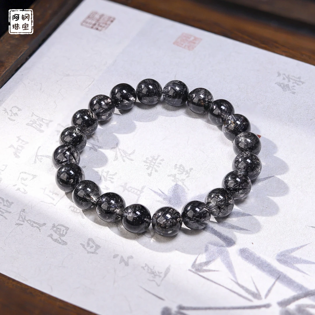 【领袖之石】高品维纳斯黑发晶天然水晶手串-多样性发其一-HF111