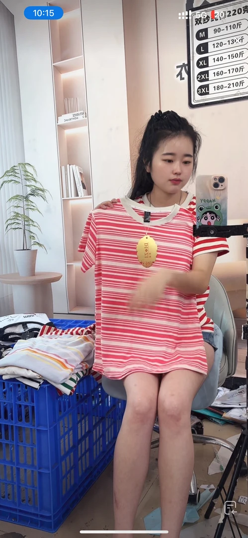 女士短款条纹韩版格子修身吸汗短袖T恤撞色显瘦