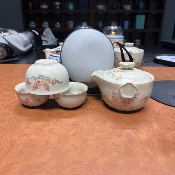 A291汝窑旅行茶具一壶三杯
