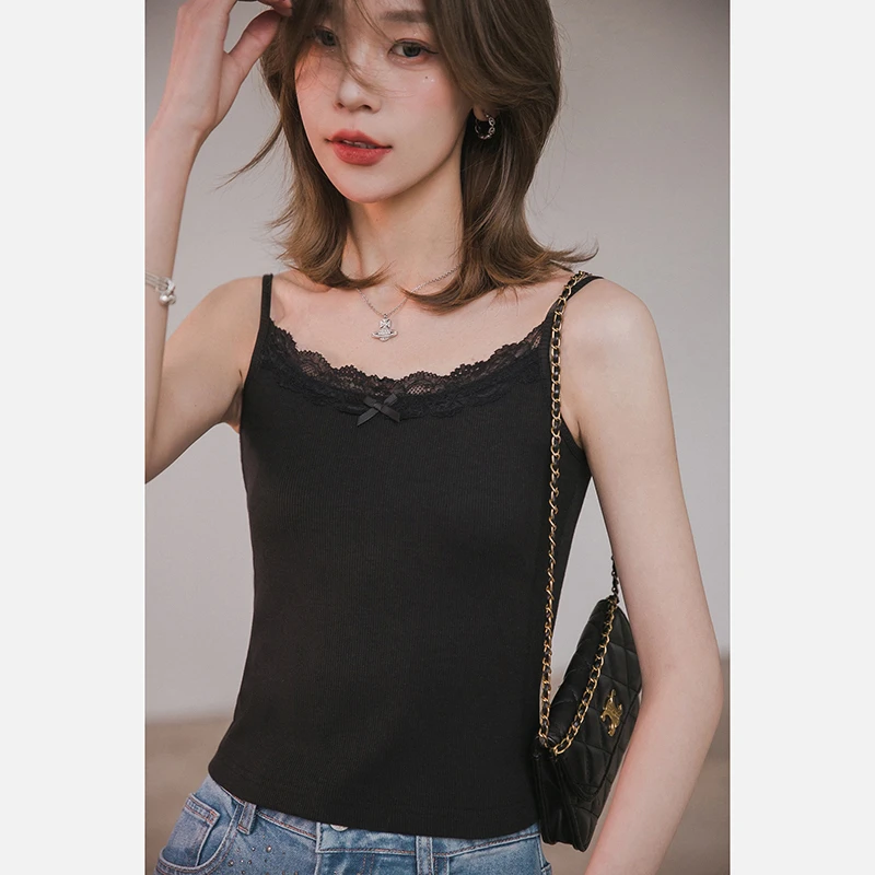 【纯欲背心 】小谷粒蕾丝拼接吊带2025爆款女款修身显瘦百搭打底衫