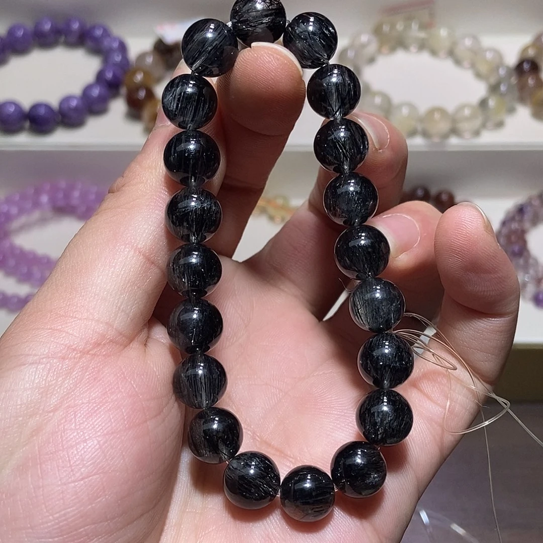 水晶手链未镶嵌拍二发一黑发晶10.2