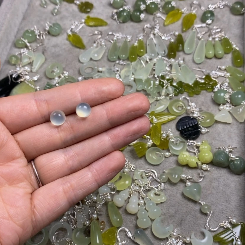 【闪购商品】蛇纹石玉银S925镶嵌挂件耳饰耳环项链