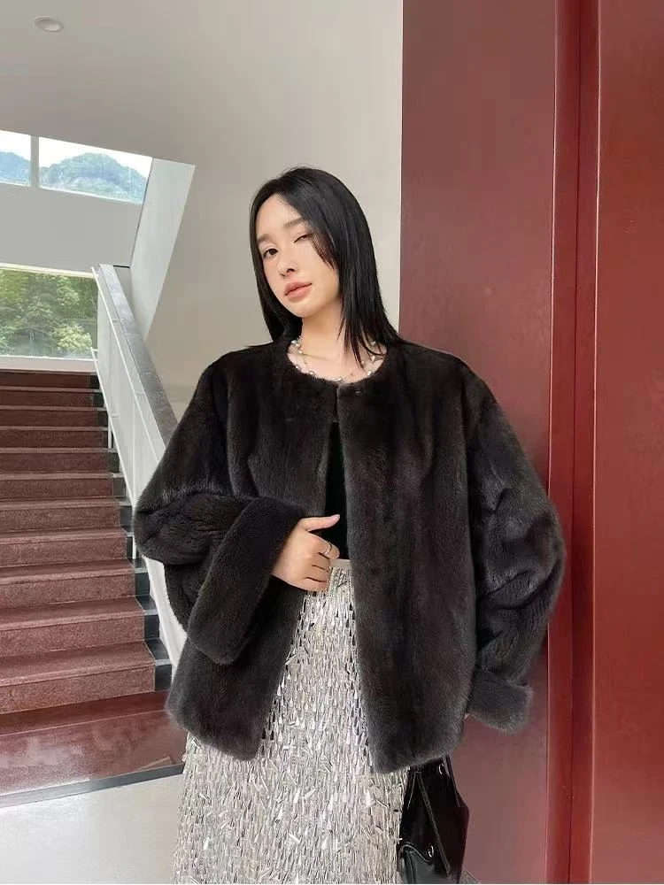 思思外套气质时尚设计师重工冬季水貂毛皮草外套水貂
