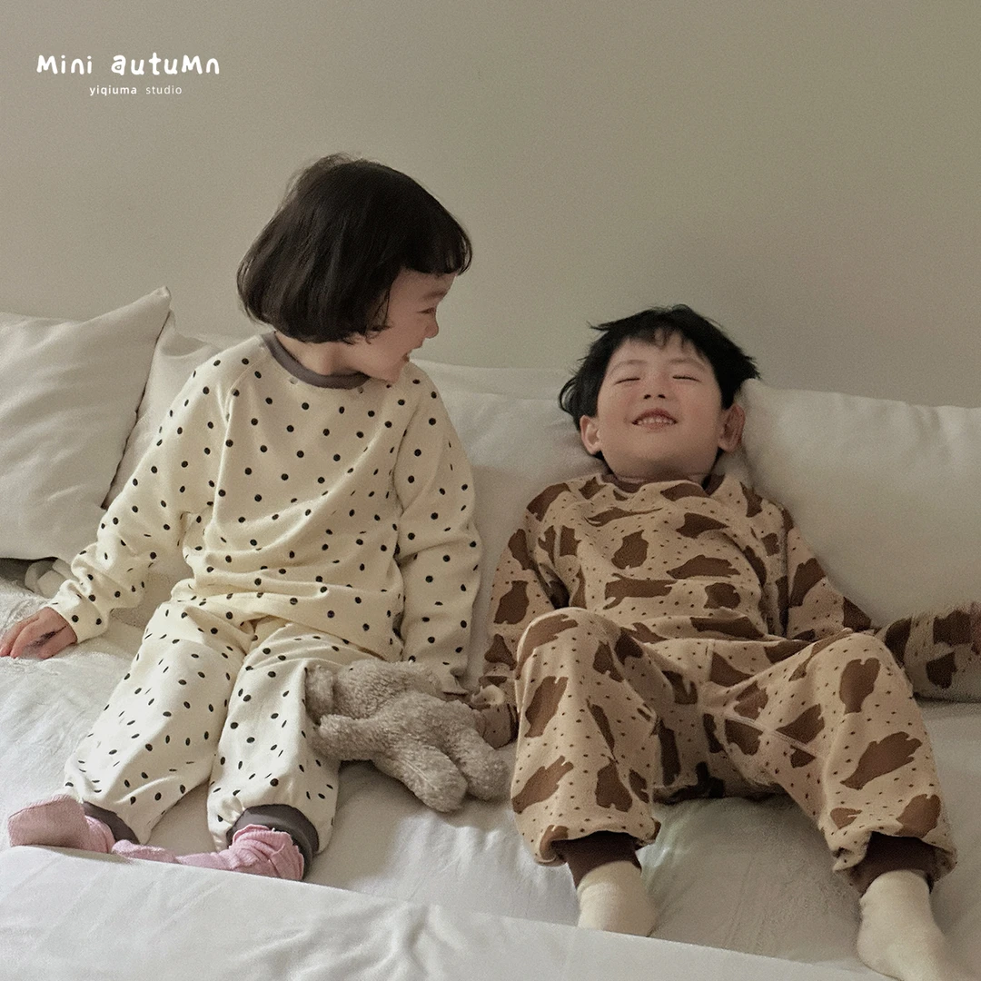 现货「MINI AUTUMN」【涧泉】舒绒印花女小童长袖家居服套装BQ53175