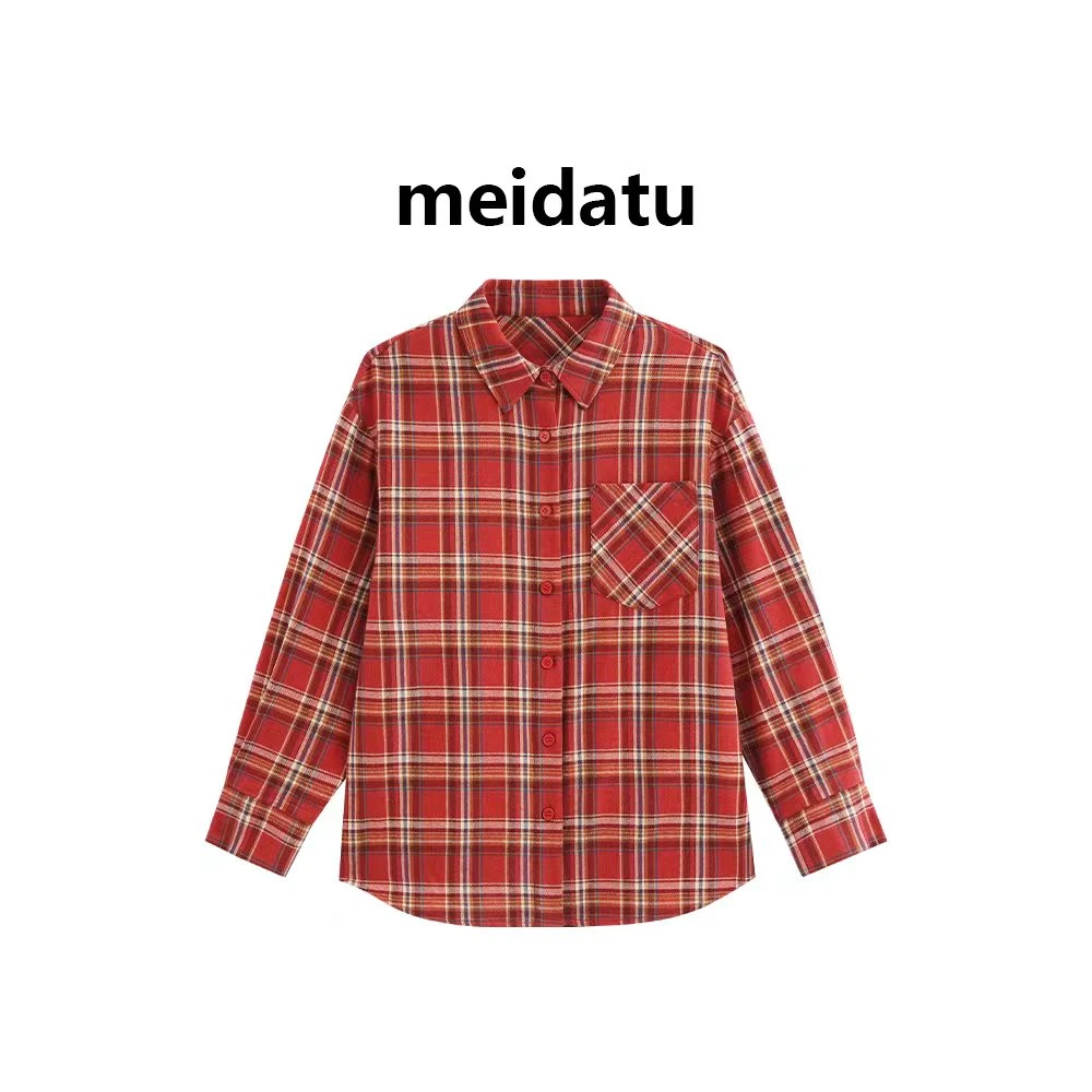 美哒兔（格纹脑袋）慵懒风氛围感格纹衬衫（高个子版）CK2509-25G