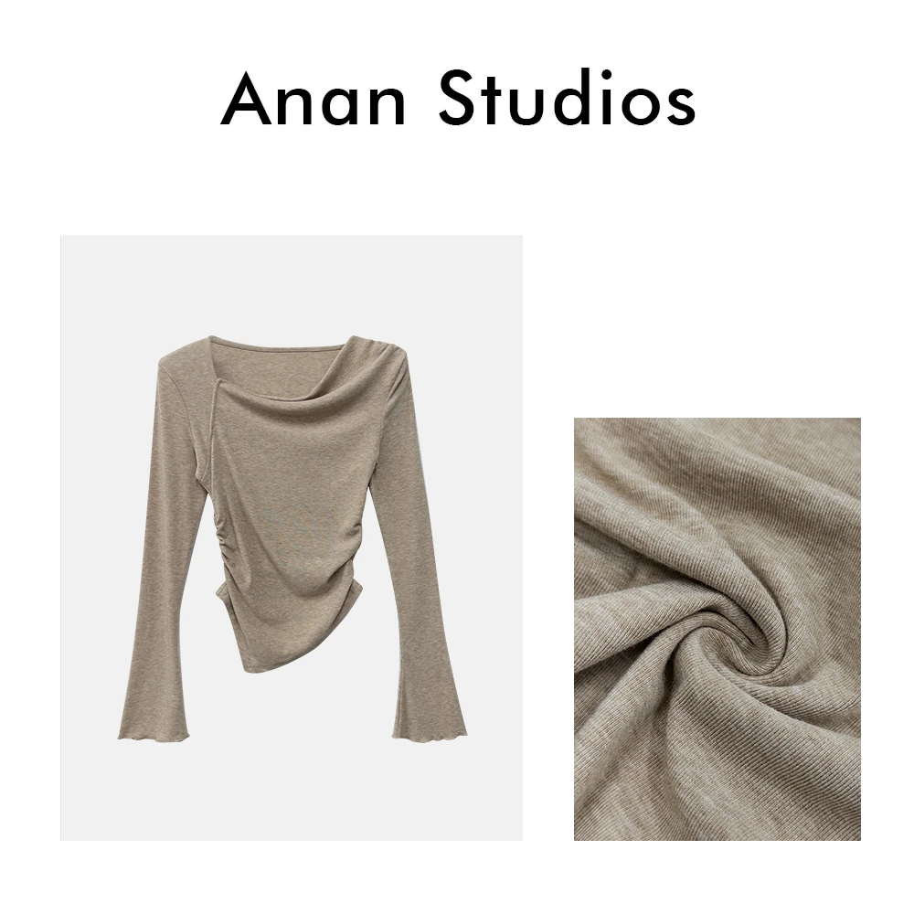 [no退no换]【秋日漫步】 韩版纯欲侧V领设计感收腰显瘦上衣 21215