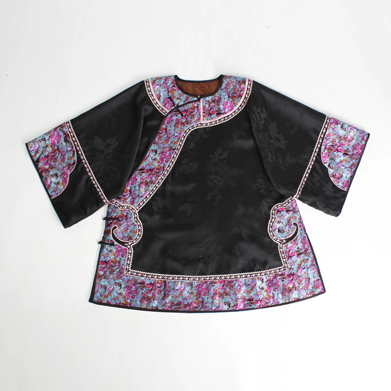 【彼岸】复古新中式纯手工桑蚕丝香云纱中国风提花斜襟女士上衣