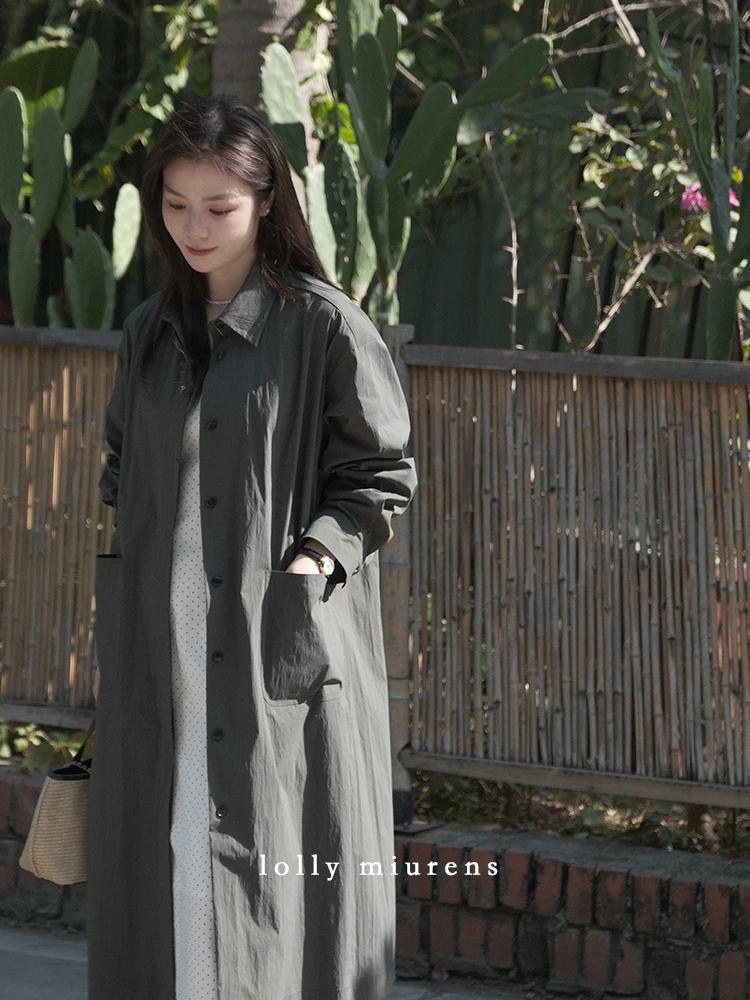 缪恩诗SPRING x「林林语～❀」时尚设计师翻领宽松风衣M2501060601