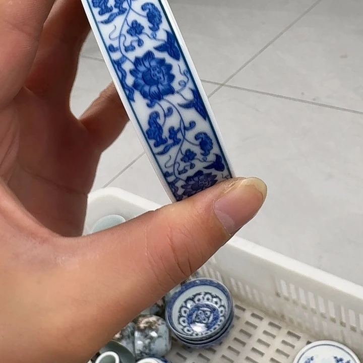 瓷片青花缠枝莲杯垫景德镇