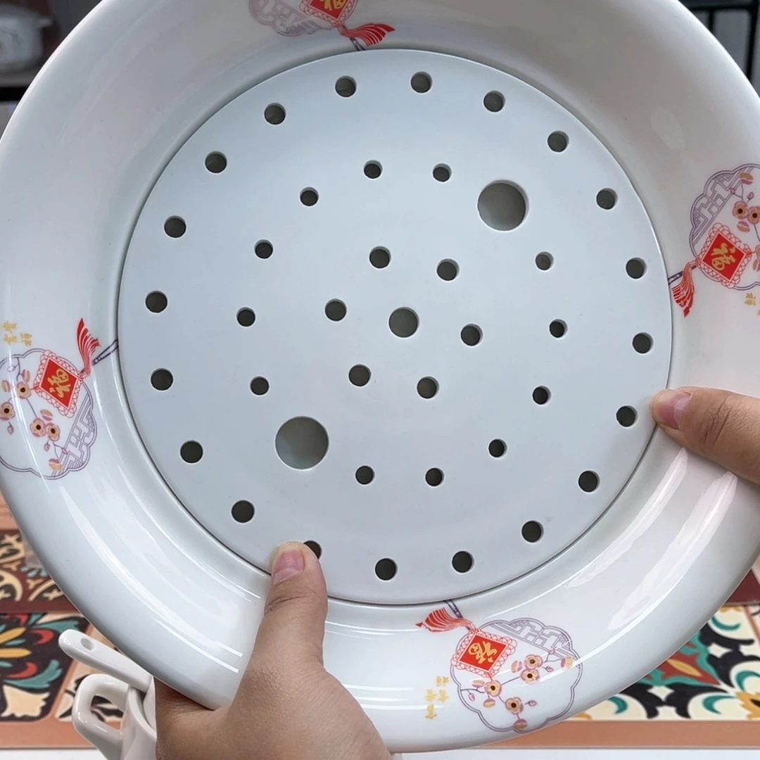 【闪购商品】瓷10英寸饺子盘 福带滤水盘