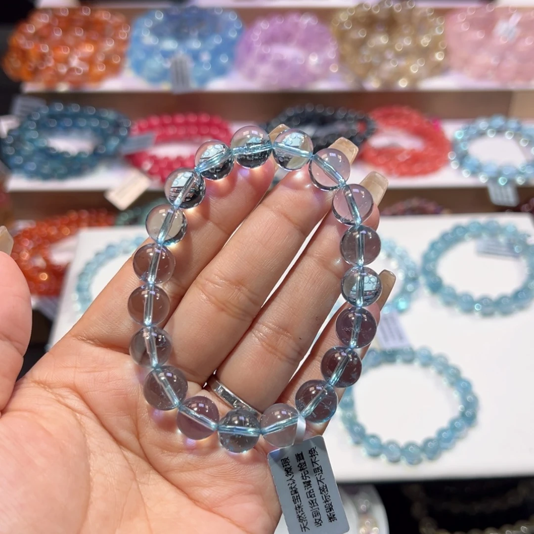 ****知托帕石未镶嵌手串祖宗级蓝托帕10.5mm