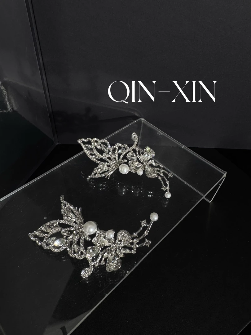 合金耳饰 沁心新款超仙蝴蝶耳夹珠珠搭配皇冠