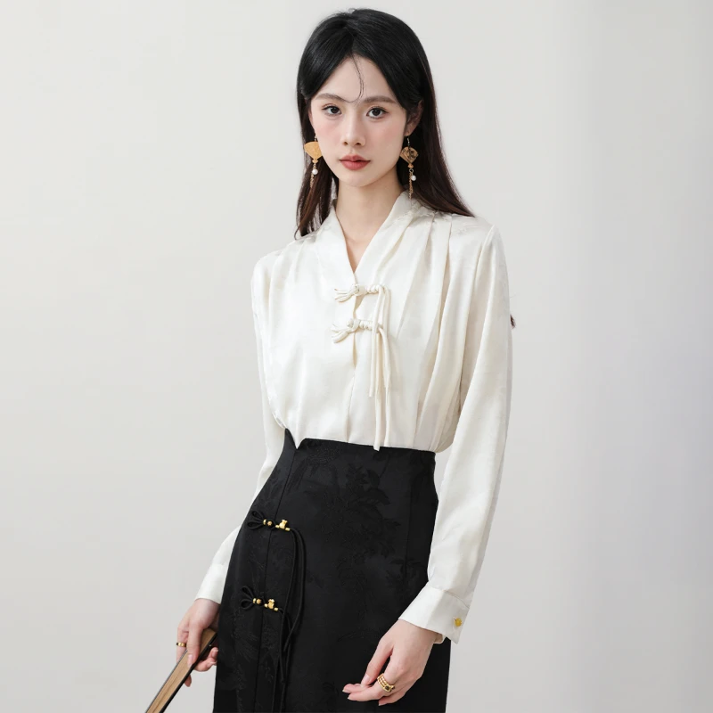 XZLDHY新中式国风盘扣衬衫女装高级感马面裙上衣搭配秋季2024新款