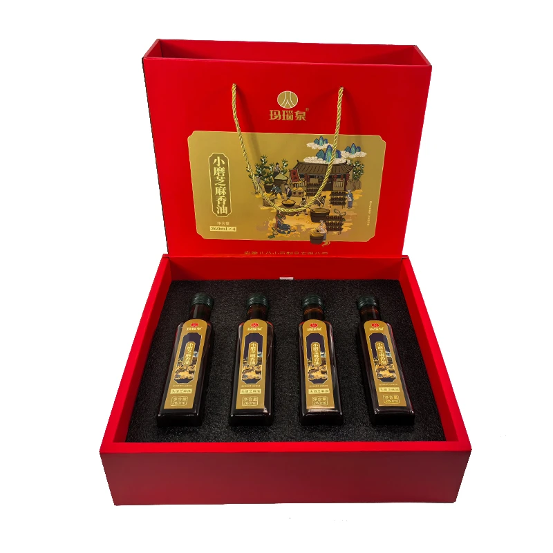 玛瑙泉香油芝麻油4瓶红礼盒安徽淮南家乡特产凉拌火锅调料伴手礼