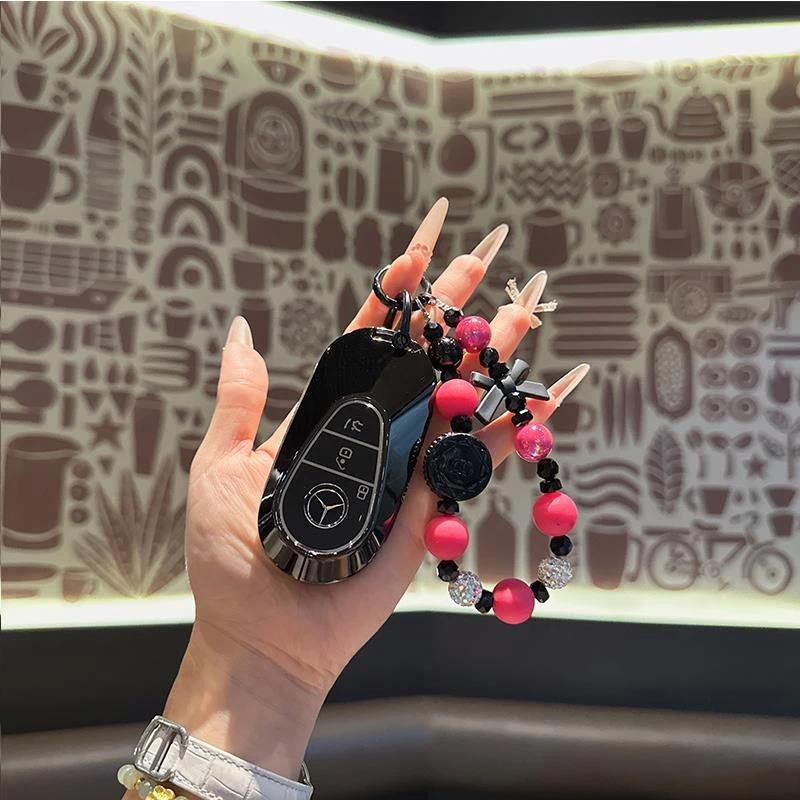 适用奔驰新C级钥匙套24款glc300c260lEQE迈巴赫S450c200l高级壳扣