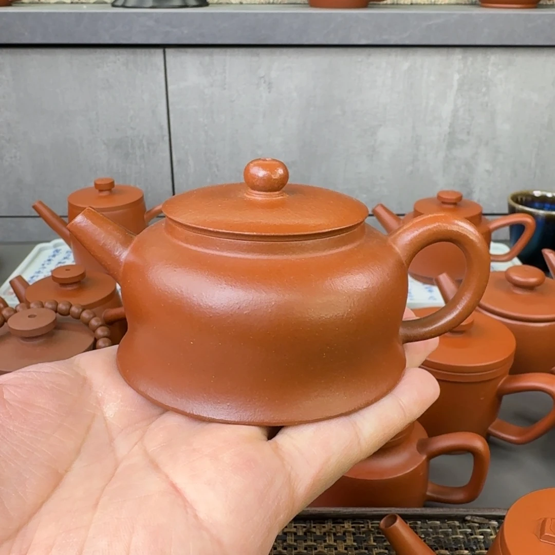 紫砂茶壶红降坡曲钟