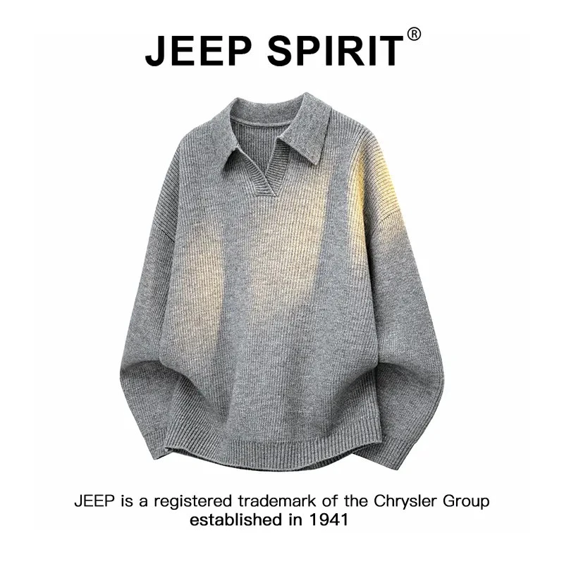 Jeep吉普美式复古Polo领毛衣男士2025秋季新款休闲百搭针织衫上衣