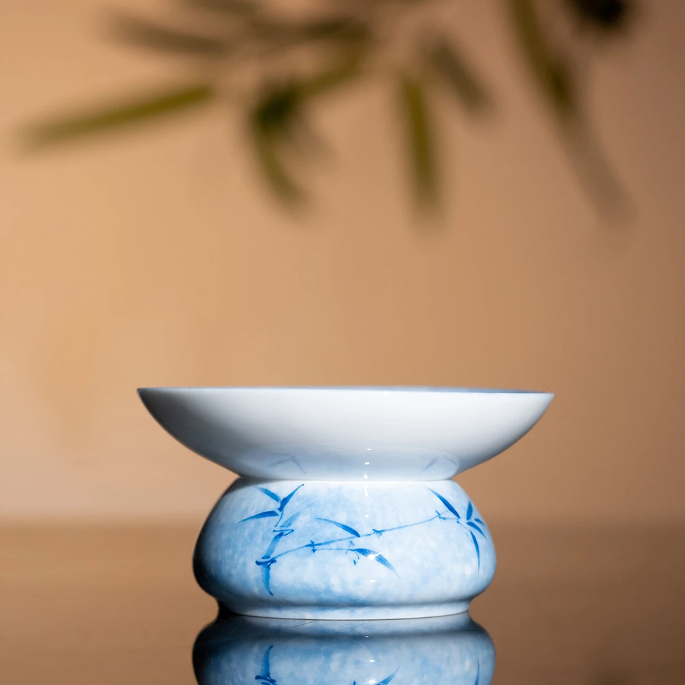 【栗子严选】洒蓝兰竹茶漏 茶叶过滤泡茶陶瓷滤茶器茶具th724